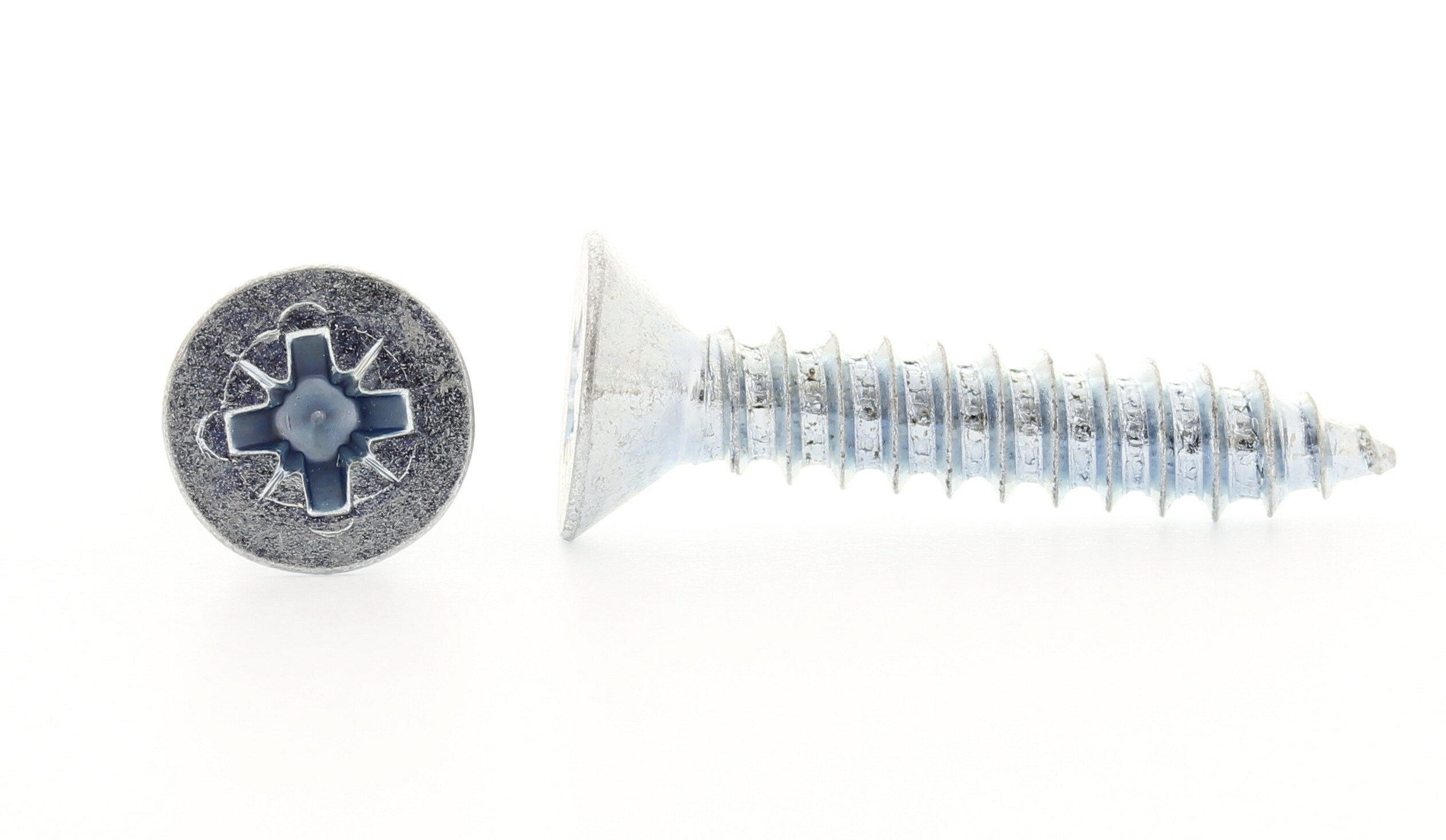 PLATESKRUE MED SENKHODE OG POZIDRIV DIN 7982 ELFORSINKET, SPISS ENDE 